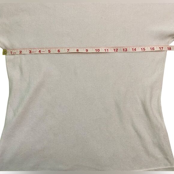 Eileen Fisher Cream Tencel Lyocell and Silk Blend Crewneck Short Sleeve Sweater - Picture 3 of 8